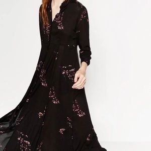 Floral Print Zara Maxi Shirt Dress